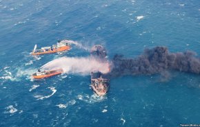  ویدئویی از لحظات اولیه برخورد کشتی چینی با نفتکش سانچی و انفجار