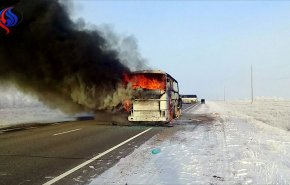 52 قتيلا بحريق على متن حافلة بكزاخستان