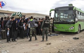 خروج اولین گروه اتوبوس های تروریست ها از شهرک های جنوب دمشق