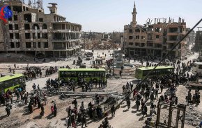 اخراج 33 حافلة تقل مئات الارهابيين من جنوب دمشق