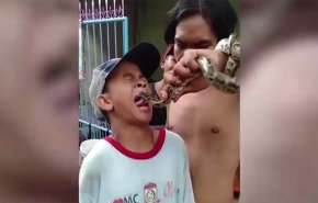 بالفيديو.. ثعبان يعض شفة طفل أغضبه