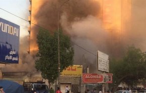 بالصور... اندلاع حريق في فندق وسط بغداد
