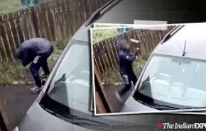 بالفيديو.. لص فاشل حاول سرقة سيارة فحطم وجهه