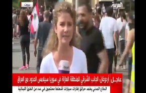 متظاهر لبناني يهاجم مذيعة 