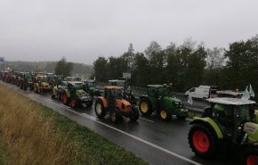  ترافیک ۳۳۵ کیلومتری تراکتورها در فرانسه/ جولان کشاورزان معترض فرانسوی به سیاست‌های دولت مکرون