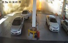 شاهد..لحظة انفجار خزان محطة وقود في السعودية