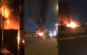 بالفيديو/مخربون يضرمون النار في المواكب الحسينية بكربلاء