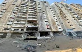 حمله هوایی اسرائیلی به برجی در نزدیکی دفتر العالم در غزه
