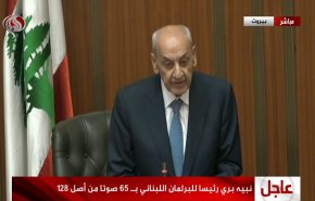 نبيه بري رئيسا لمجلس النواب اللبناني والياس بو صعب نائبًا له