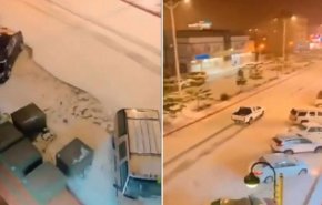 بارش ناگهانی برف در جنوب عربستان سعودی