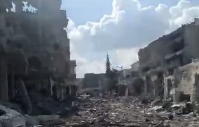 وضعیت خیابان النعایمه در بیت حانون پس از بمباران جنگنده رژیم صهیونیستی+ ویدیو