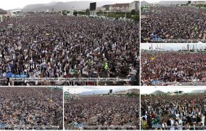 شاهد.. مئات آلاف اليمنيين يحتشدون في الشوارع نصرة لفلسطين