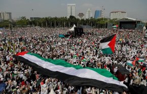 بزرگترین تجمع مردم اندونزی در حمایت از فلسطین + فیلم