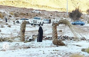 بارش برف در شمال عربستان سعودی + فیلم 