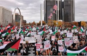 تظاهرات گسترده در سراسر آمریکا به مناسبت روز جهانی همبستگی با فلسطین+فیلم