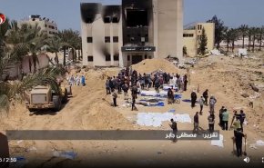 کشف سومین گور جمعی در بیمارستان الشفا در شمال غزه +فیلم