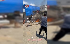 اللحظات الأولى لقصف خيمة خاصة بالصحفيين في مستشفى شهداء الأقصى