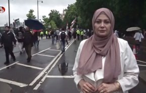 شاهد.. تظاهرة شعبية في لندن تطالب الحكومة البريطانية بوقف دعم تل ابيب