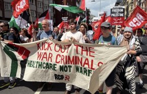 فریاد حمایت از فلسطین در قلب لندن؛ هزاران نفر علیه محاصره غزه راهپیمایی کردند