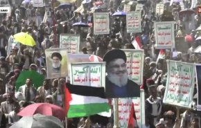 راهپیمایی گسترده یمنی‌ها همزمان با آتش‌بس در غزه + فیلم