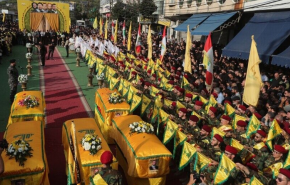 تشییع باشکوه 5 شهید جنایات رژیم صهیونیستی در جنوب لبنان+ فیلم