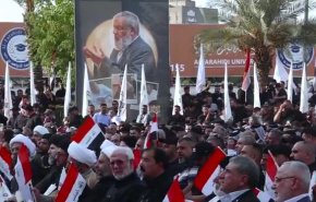 مشارکت گسترده عراقی‌ها در مراسم دومین سالگرد شهادت سید حسن نصرالله + فیلم 