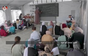 گزارش العالم از تحصیل دانش‌آموزان غزه در میان ویرانه ها و چادرها به جای مدرسه+فیلم