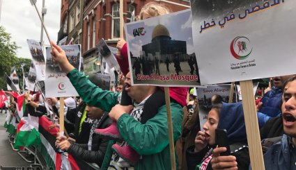 تظاهرات علیه بسته شدن درهای مسجدالاقصی در لندن

