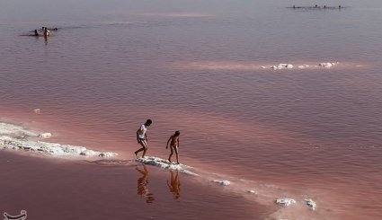 قرمز شدن رنگ آب دریاچه ارومیه
