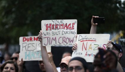 US: Counter-Protesters Rally against Potential KKK March in Durham, North Carolina

