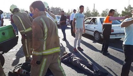 تصادف زنجیره‌ای مرگبار در اتوبان تهران‌_قم