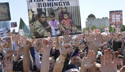تظاهرات مردم چچن در اعتراض به کشتار مسلمانان میانمار