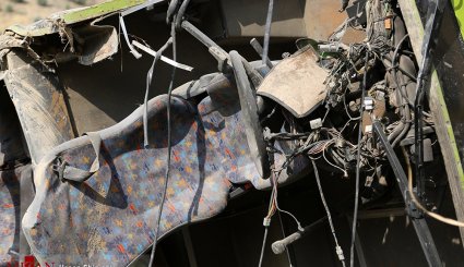 تصاویر از سقوط اتوبوس مسافربری به دره جاجرود