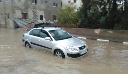 بارش شدید باران در مناطق مختلف فلسطین