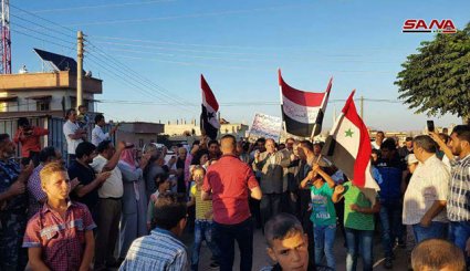 تجمع شعبي حاشد في دير البخت بريف درعا دعما للجيش السوري