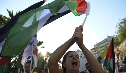 تظاهرات گسترده یونانی ها برای همبستگی با فلسطینیان غزه+ عکس
