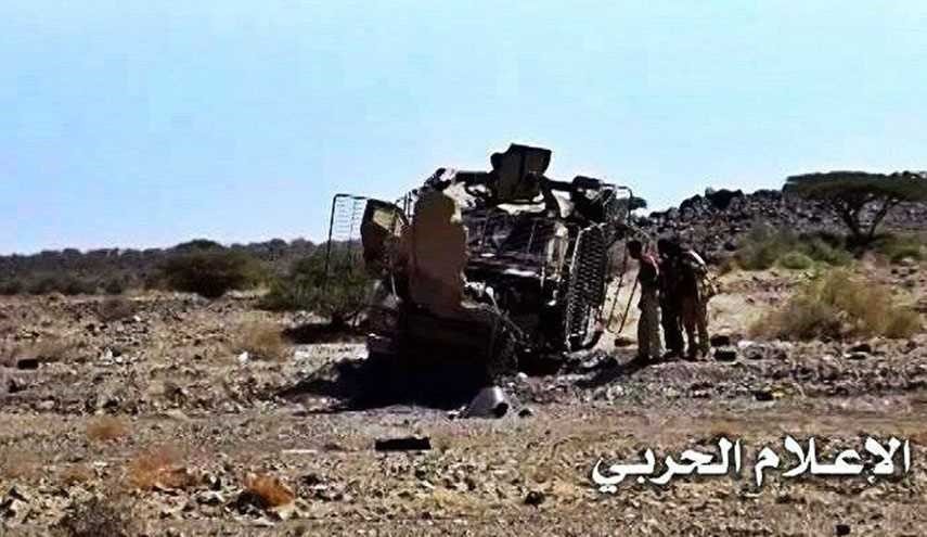 انهدام خودروی مزدوران آل سعود در یمن 