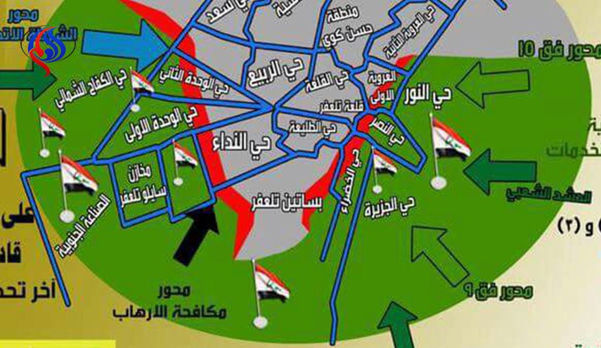 نقشه جدید از مناطق تحت کنترل داعش در تلعفر + آخرین تحولات