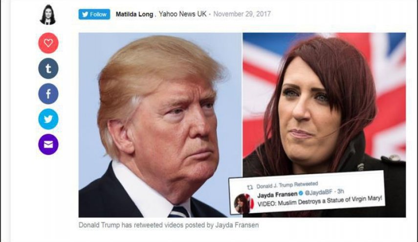 Trump criticized in Britain and U.S. for sharing anti-Muslim videos

