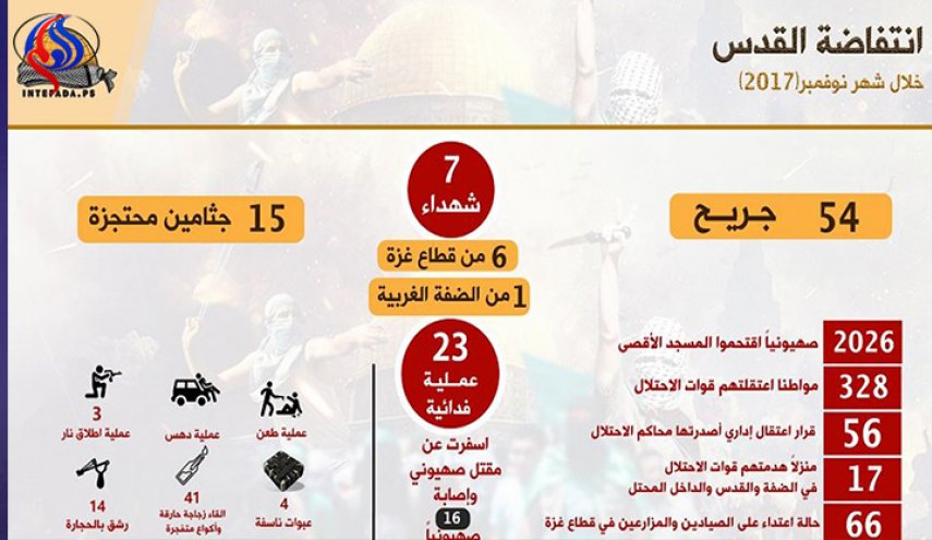  23 عملية فدائية فلسطينية وارتقاء 7 شهداء خلال نوفمبر