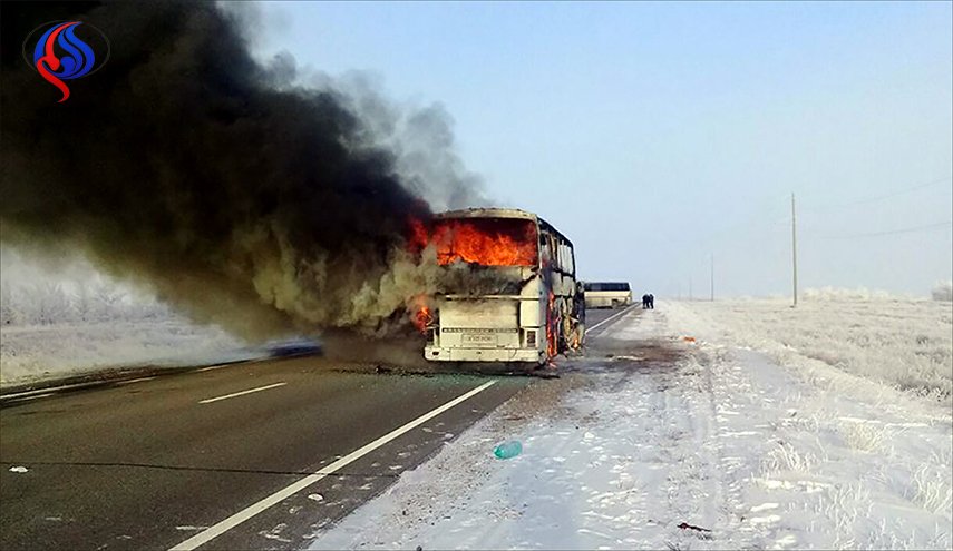 52 قتيلا بحريق على متن حافلة بكزاخستان