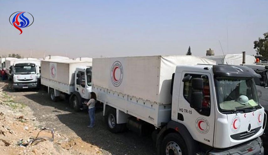 کاروانی با 13 کامیون کمک های بشردوستانه وارد غوطه شد