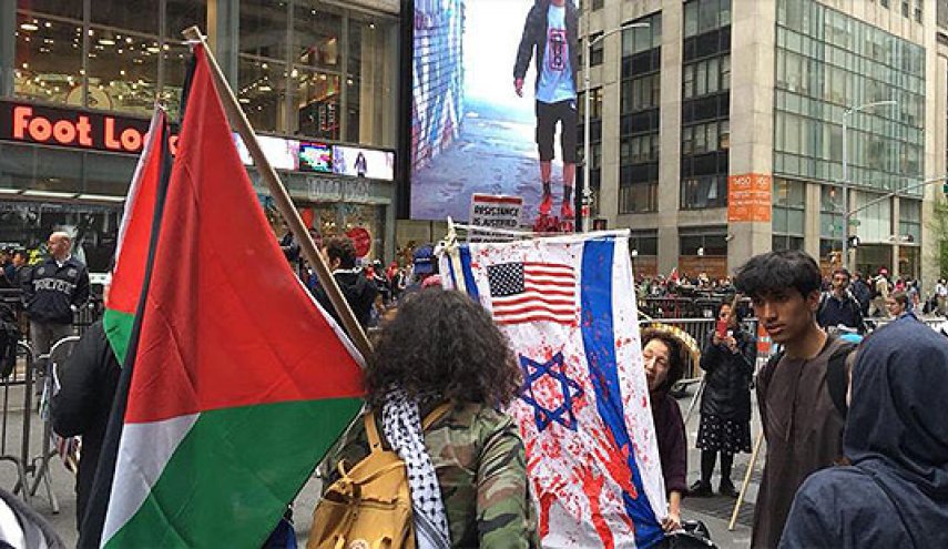 متعرضان به جنایات رژیم صهیونیستی در نیویورک تجمع کردند