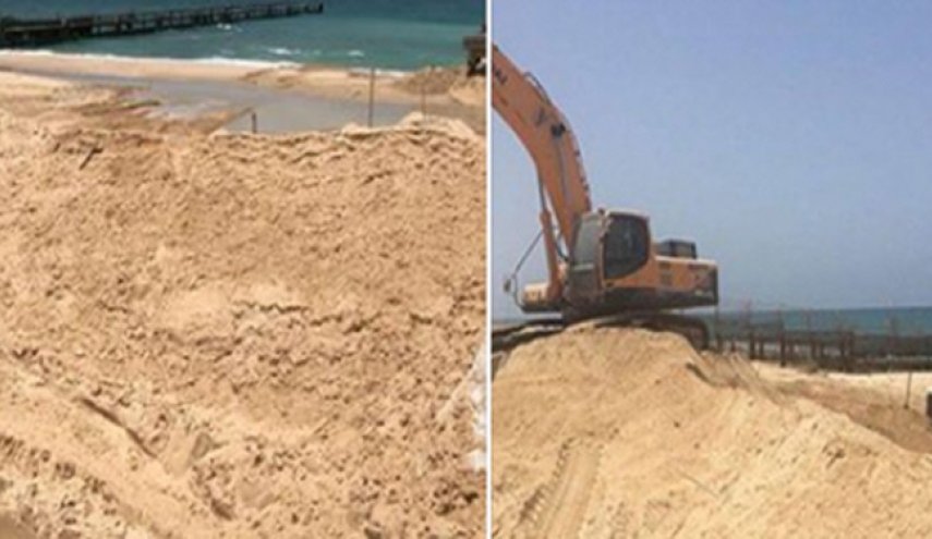 صهیونیست‌ها در ساحل غزه دیواره دریایی احداث می‌کنند


