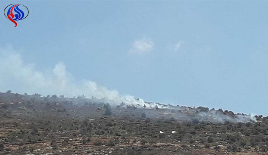 مستوطنون يشعلون النار في جبال بيت فوريك بنابلس

