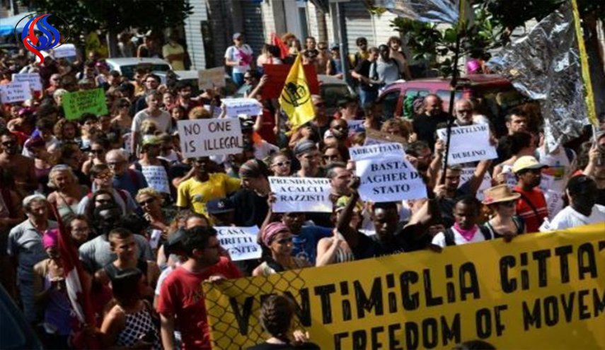 مظاهرات بين فرنسا وايطاليا رفضا لاغلاق الحدود امام المهاجرين