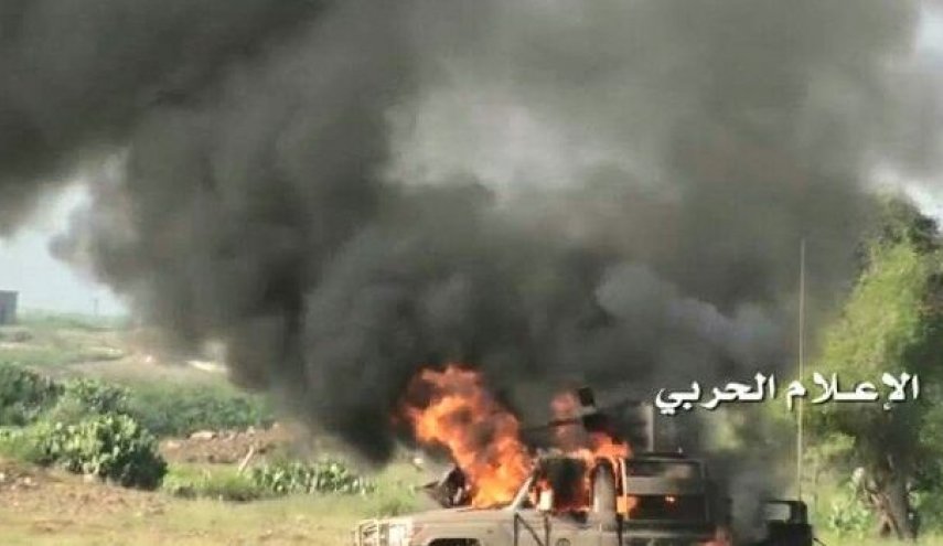 تدمير طقمين عسكريين لمرتزقة العدوان السعودي في جيزان