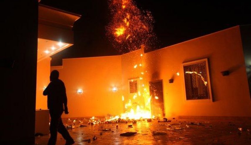 آتش‌سوزی در ساختمان سفارت آمریکا در لیبی