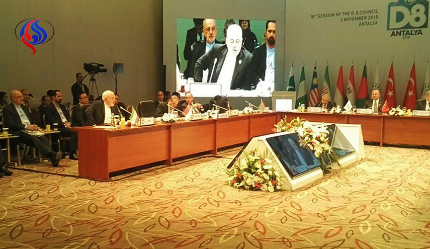 ظریف خواستار مقابله کشورهای دی.8 با اقدامات یکجانبه علیه ایران شد