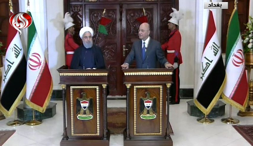 مؤتمر صحفي للرئيسين روحاني وبرهم صالح في بغداد